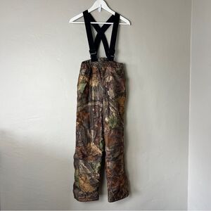 Cabela's L Boys Kids Camo Insulated Bib Overalls Pants Silent Suede Dry Plus